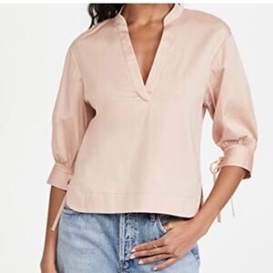 Rebecca Taylor Blouse - Dusty Pink Puff Sleeve Popover - XS